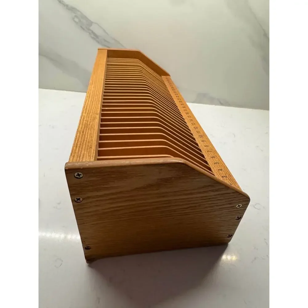 Vintage 31 Day Wood Monthly Bill Letter Sorter Desk Top Organizer
